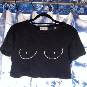 Black Crop Top with White Graphic